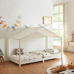 Lit enfant Brome bois de pin 90 x 200 cm blanc en.casa