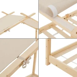 Lit enfant Brome bois de pin 90 x 200 cm naturel beige en.casa