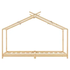 Lit enfant Brome bois de pin 90 x 200 cm naturel beige en.casa