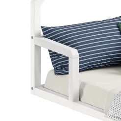 Lit enfant ELOA type Montessori, couchage 90x200 cm, en pin massif lasuré blanc