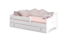 Lit enfant EMY 160x80cm avec tiroir - rose - Avec Matelas - coeur