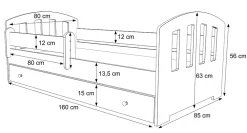 Lit enfant Felix 160x80 avec tiroir blanc