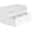 Lit enfant gigogne 90 x 190 cm en mélamine coloris blanc avec 3 tiroirs - Longueur 194.3 x Profondeur 97 x Hauteur 60 cm