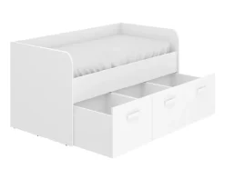 Lit enfant gigogne 90 x 190 cm en mélamine coloris blanc avec 3 tiroirs - Longueur 194.3 x Profondeur 97 x Hauteur 60 cm