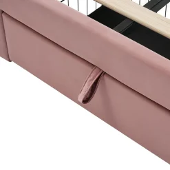 Lit enfant LED 90X200cm Tiroirs Contrôle par application mobile Rose Blackcolors