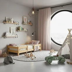 Lit enfant Lofto 160x80 avec barreaux - bois naturel