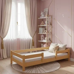 Lit enfant Lofto 160x80 avec barreaux - bois naturel