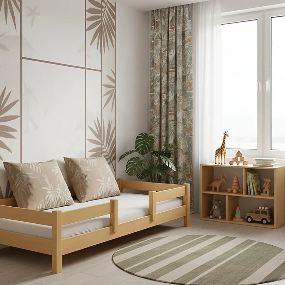 Lit enfant Lofto 160x80 avec barreaux - bois naturel