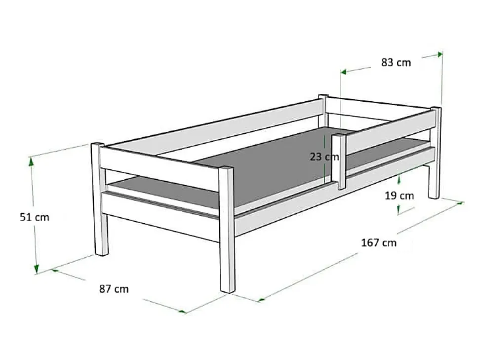 Lit enfant Lofto 160x80 avec barreaux - bois naturel