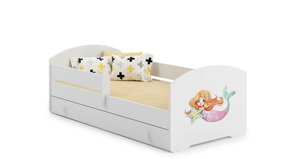 Lit enfant LUK avec tiroir et barreau 160x80 Little Mermaid