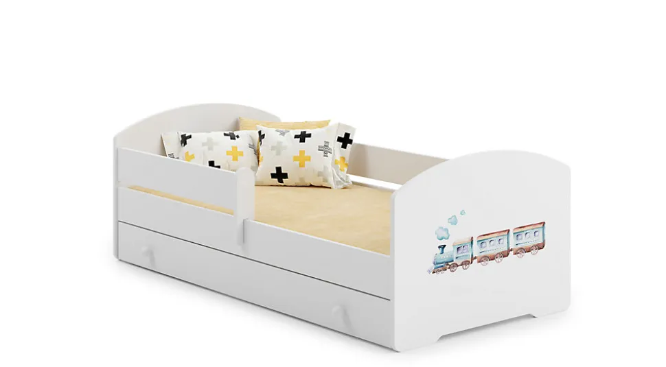 Lit enfant LUK avec tiroir et barreau 140x70 Poc iąg