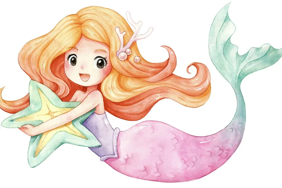 Lit enfant LUK avec tiroir et barreau 140x70 Mermaid