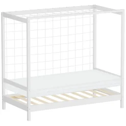 Lit enfant ML-Design 80x160cm avec matelas H10cm blanc en bois but de foot et sommier à lattes