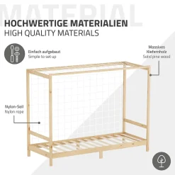 Lit enfant ML-Design 90x200cm avec matelas H10cm naturel en bois but de foot et sommier à lattes