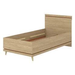 Lit enfant NOKI 100x200 cm chene clair et moka Style scandinave sans sommier