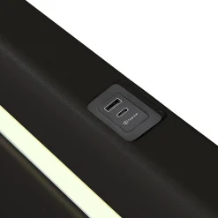 Lit Enfant Rembourré 90x200cm Avec Bande Lumineuse LED Et Chargement USB, Sommier à Lattes, Noir