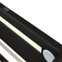 Lit Enfant Rembourré 90x200cm Avec Bande Lumineuse LED Et Chargement USB, Sommier à Lattes, Noir