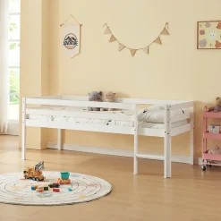 Lit enfant Siikalatva bois de pin 90 x 200 cm blanc en.casa