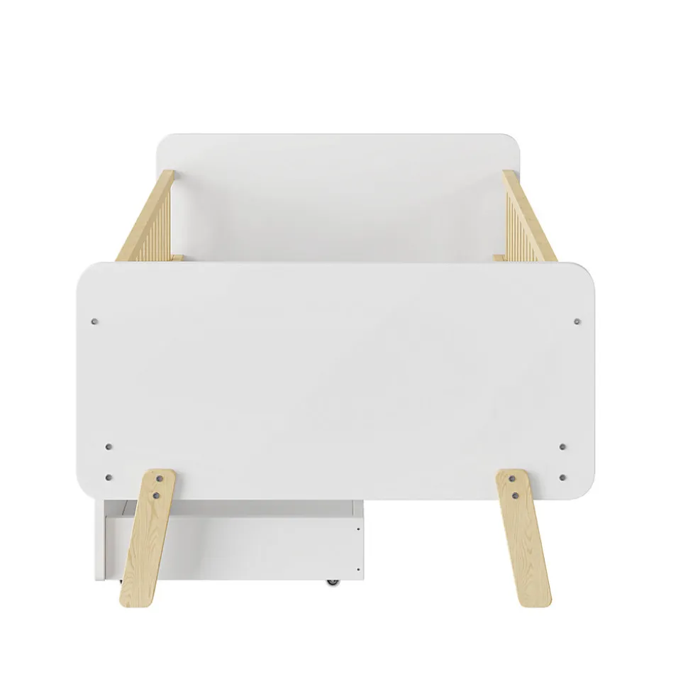Lit enfant Simple 90x190 cm Bois Blanc avec 2 Tiroirs et Sommier À Lattes, Multifonction pour Chambre Fille Ou Garçon, Blanc