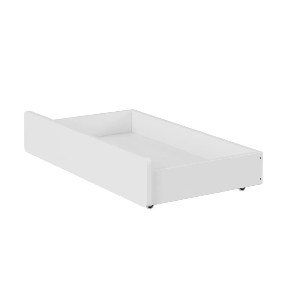 Lit enfant Simple 90x190 cm Bois Blanc avec 2 Tiroirs et Sommier À Lattes, Multifonction pour Chambre Fille Ou Garçon, Blanc