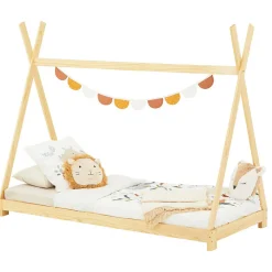 Lit enfant tipi ELIN, 90 x 190 cm en pin massif vernis naturel