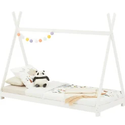 Lit enfant tipi ELIN, 90 x 190 cm en pin massif lasuré blanc