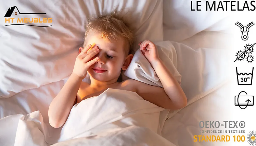 Lit enfant tracteur coloré avec matelas et sommier inclus - 160 cm x 80 cm