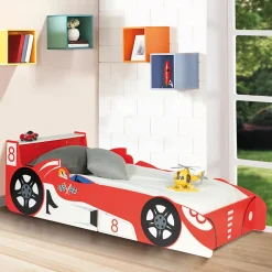 Lit enfant voiture formule 1 TEDDI 70 x 140 CM rouge