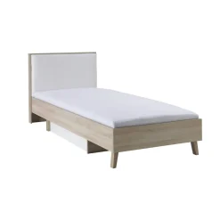 Lit enfant 90x200 avec tiroir de rangement MALMO Coloris chene clair et blanc