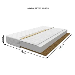 Lit enfant 140X70 Blanc Motif éléphant + matelas mousse sarrasin coco avec tiroir