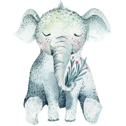 Lit enfant 180X90 Blanc Motif éléphant + matelas mousse avec tiroir