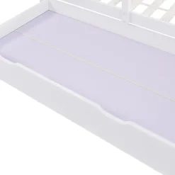 Lit enfant 90x200 cm - Lit Cabane avec Tableau et 2 Tiroirs, Rangement Pratique, Bois Massif et MDF, Sans Matelas - Blanc