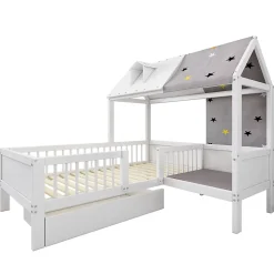Lit Enfant 90x200 cm - Lit Simple en Bois avec Tiroir de Rangement - Blanc