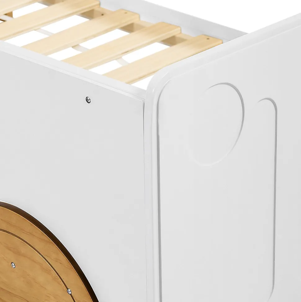 Lit enfant 90x200 cm - Lit Voiture Thématique avec Roulettes Pour enfant - Blanc