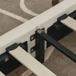 Lit enfant 90x200 cm, velours, dossier haut - beige