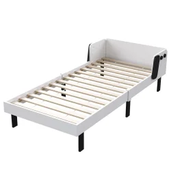 Lit Enfant 90x200 Cm,joli Cadre De Lit En Forme De Chiot Avec Sommier à Lattes,lattes En Bois,blanc