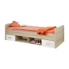 Lit enfant 90x200 collection DENVER. coloris chene et blanc. Tiroirs inclus