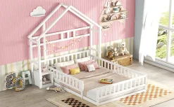 Lit enfant 140x200cm avec garde-corps, Blanc