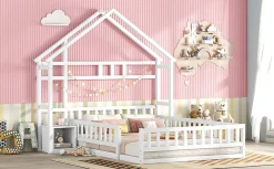 Lit enfant 140x200cm avec garde-corps, Blanc