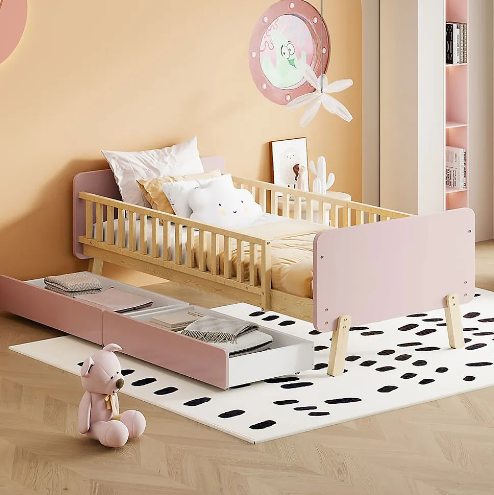 Lit Enfant 90X190Cm Bois Rose Blackcolors