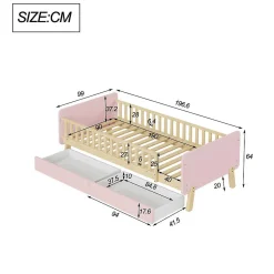 Lit Enfant 90X190Cm Bois Rose Blackcolors