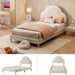 Lit Enfant 90x200cm LED Multicolore Velours Beige Blackcolors