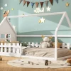 Lit Enfant 90x200cm, Maison avec Rampe, Blanc