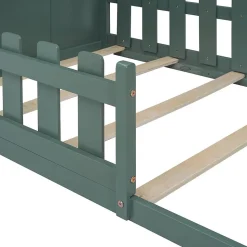 Lit Enfant 90x200cm Rebord Maison Vert Blackcolors