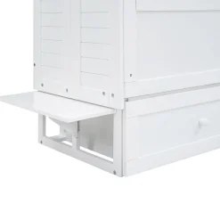 Lit Escamotable 140x200cm, Avec Tiroirs, Petit Étagère, Transformable, Blanc