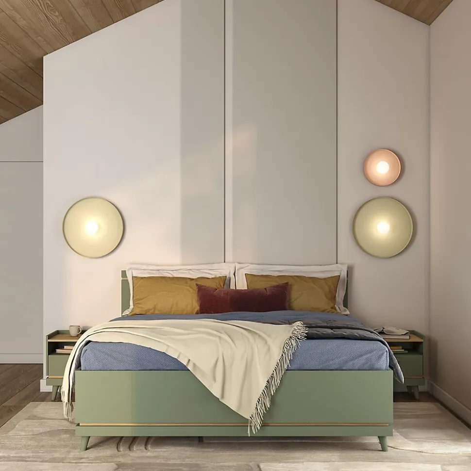 Lit et sommier NOKI 160x200 cm vert et bois Style scandinave