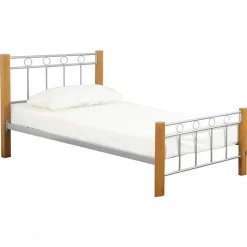 Lit EVELINE 90x200 cm Métal et bois gris Sommier inclus Style design