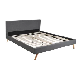 Lit FJORD 180x200 + 1 sommier / tissu Gris Foncé