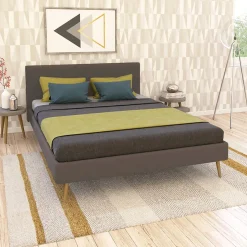 Lit FJORD 180x200 + 1 sommier / tissu Gris Foncé