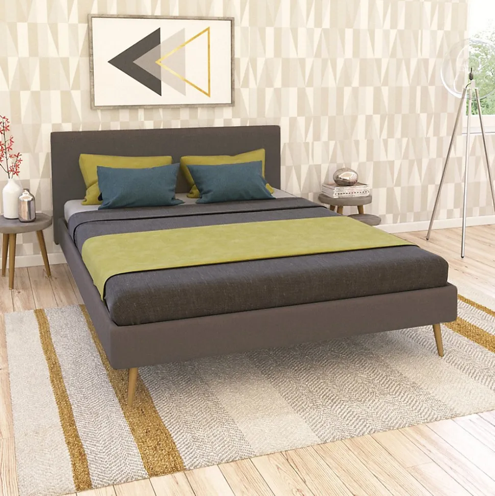 Lit FJORD 180x200 + 1 sommier / tissu Gris Foncé